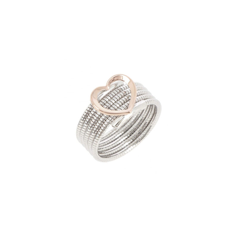 Anello Spirale con Cuore Rosè
